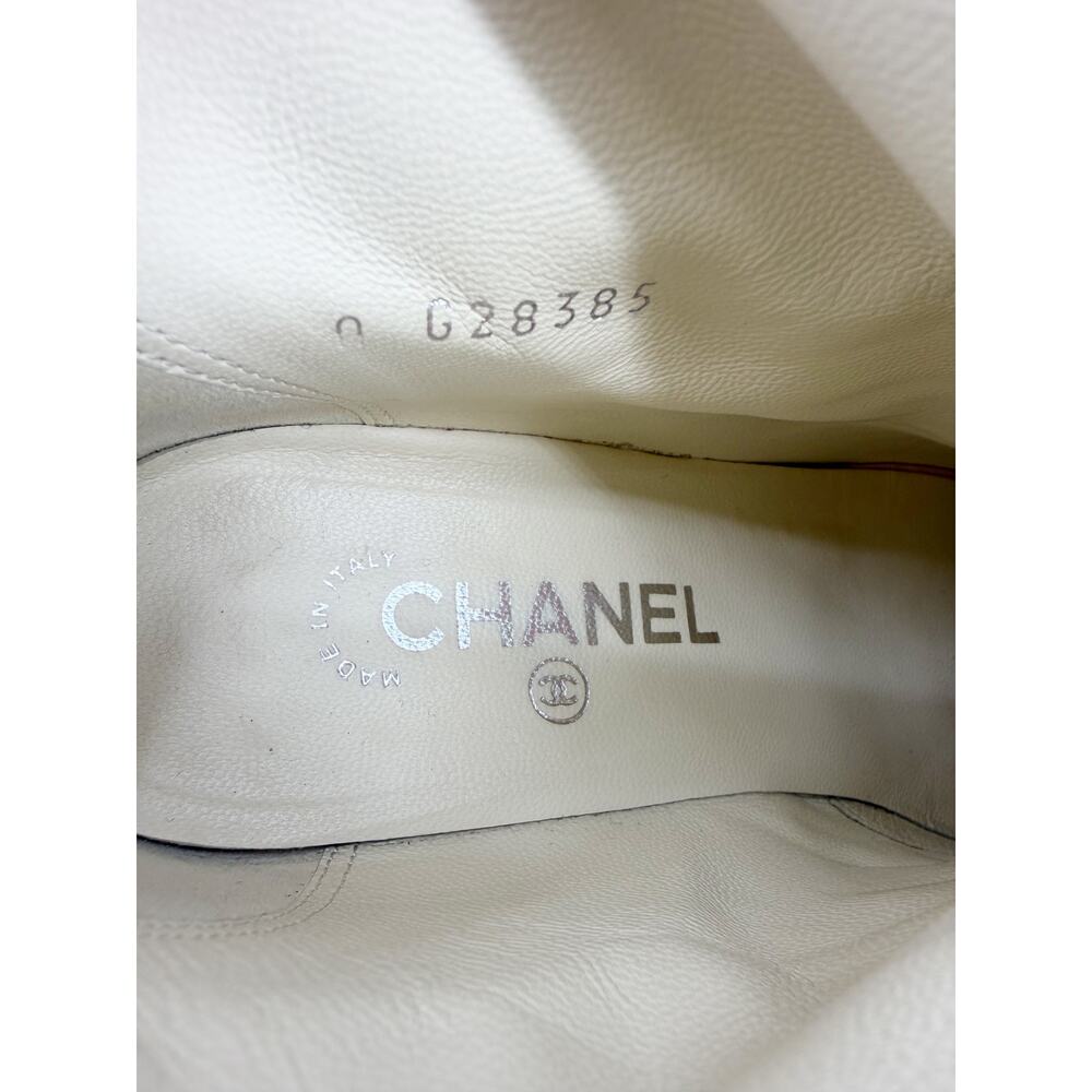 Chanel Ankle Boots Black Ivory Patent Leather Square Toe Heritage 37 2012 Runway - Picture 6 of 11